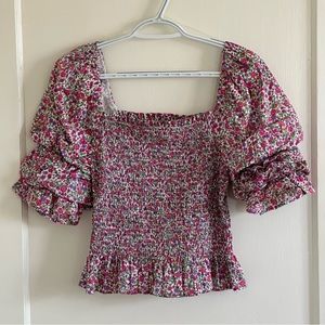 Floral puff sleeve blouse